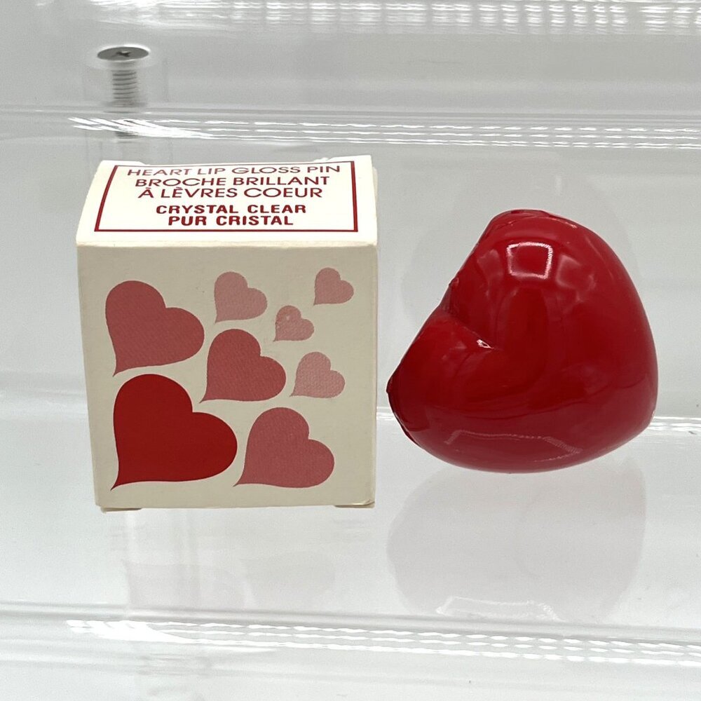 Vintage Avon Valentines Heart Lip Gloss Pin Brooch Compact with Box 1992 NOS‎